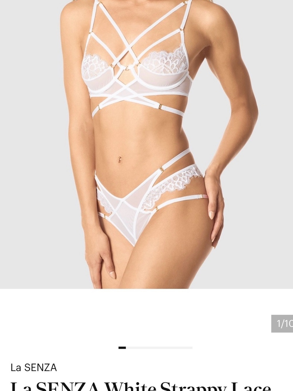 La SENZA White Lace Strappy Bra & Bikini Set
